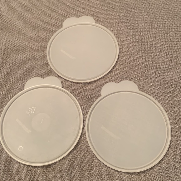 Tupperware Set of 3 Round C Butterfly Tab Lids Semi Sheer 6” Round Like New - Picture 2 of 6